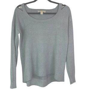 Michael Kors' Woman’s Silver Cold-Shoulder Sweater With Sparkle Size Medium